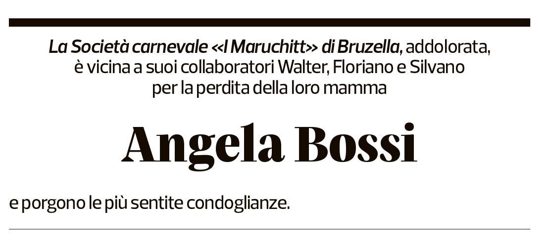 Annuncio funebre Angela Bossi