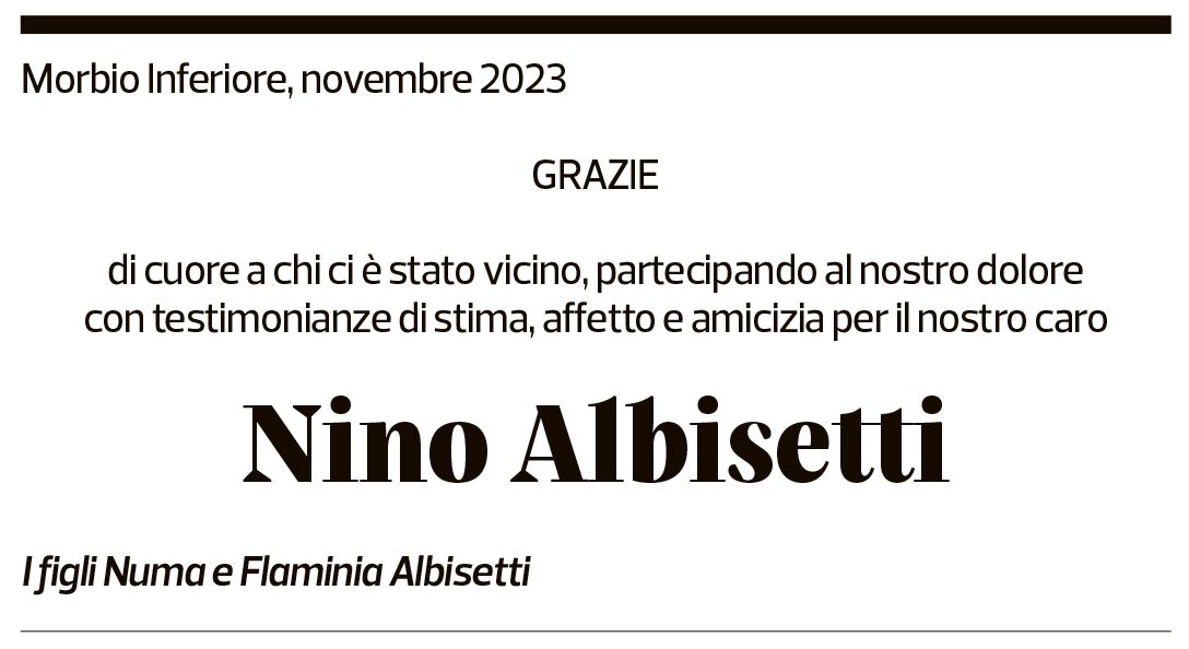 Annuncio funebre Nino Albisetti