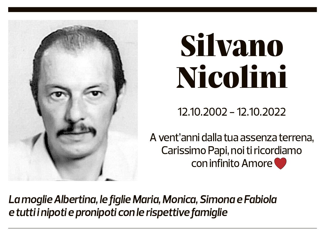 Annuncio funebre Silvano Nicolini