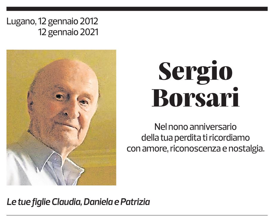 Annuncio funebre Sergio Borsari