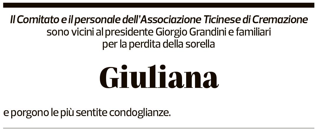 Annuncio funebre Giuliana Pelli-grandini