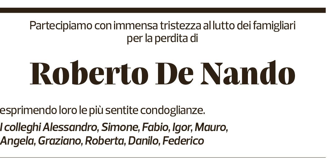 Annuncio funebre Roberto De Nando