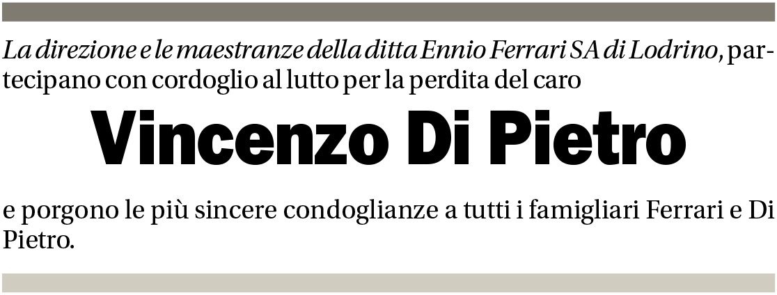 Annuncio funebre Vincenzo Di Pietro