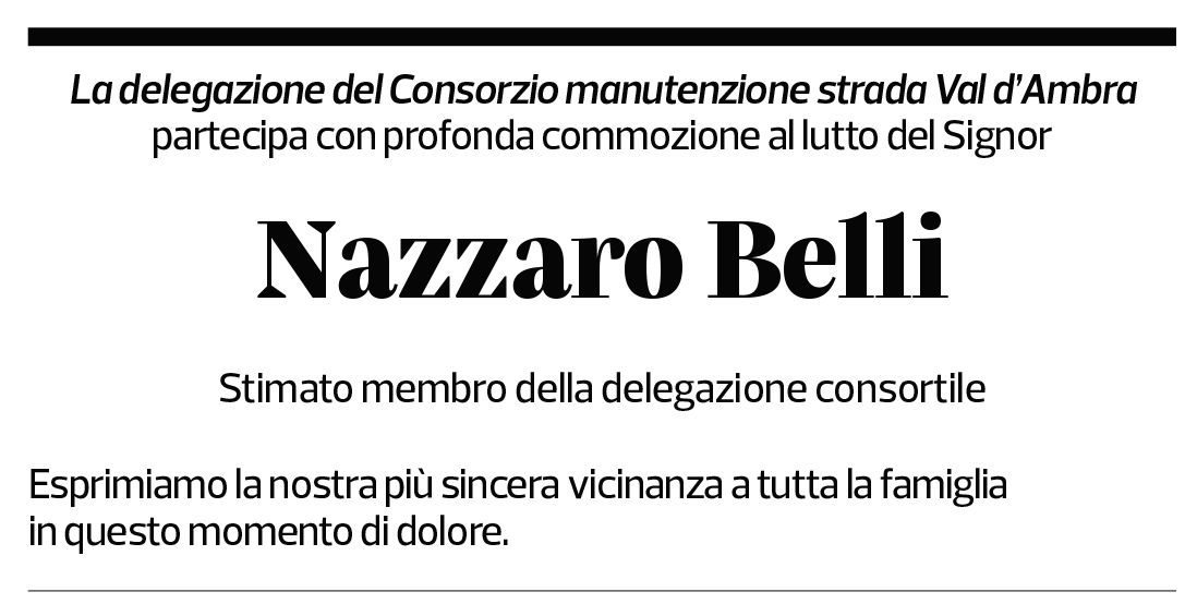 Annuncio funebre Nazzaro Belli