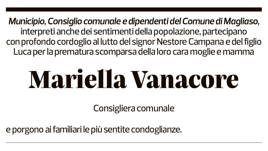 Annuncio funebre Mariella Vanacore