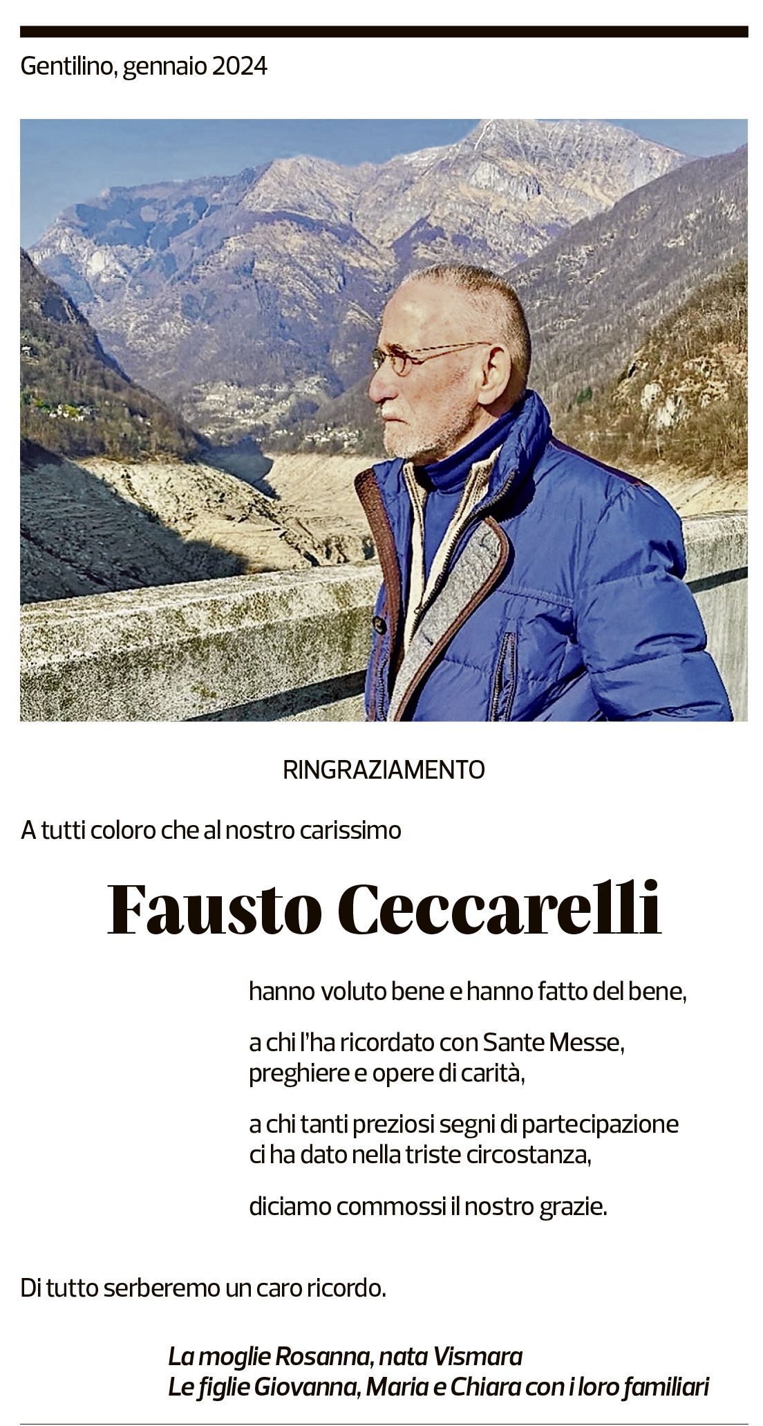 Annuncio funebre Fausto Ceccarelli