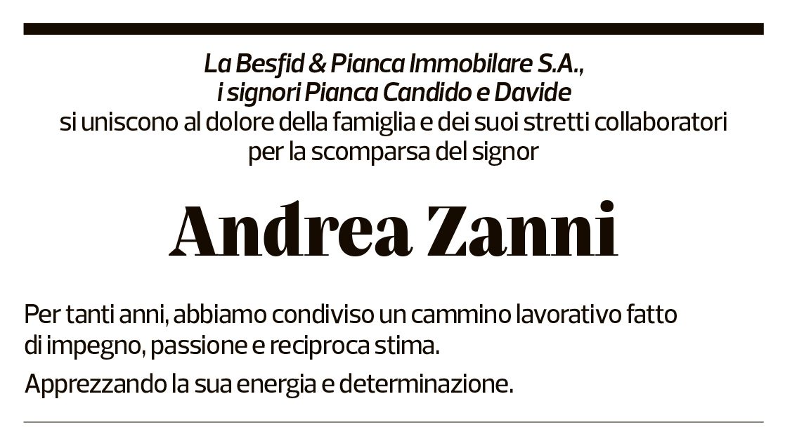 Annuncio funebre Andrea Zanni