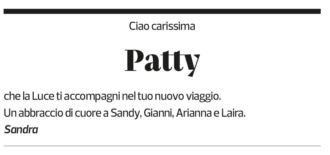 Annuncio funebre Patricia Nicole Altermatt Bordoli