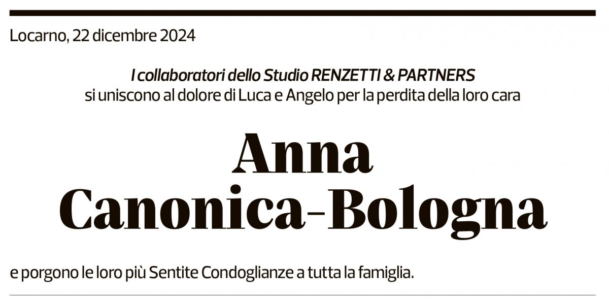 Annuncio funebre Anna Canonica-bologna