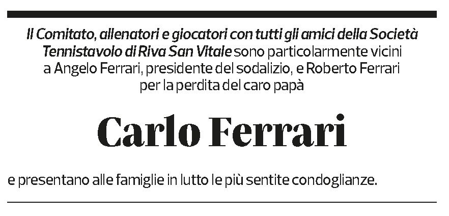 Annuncio funebre Carlo Ferrari