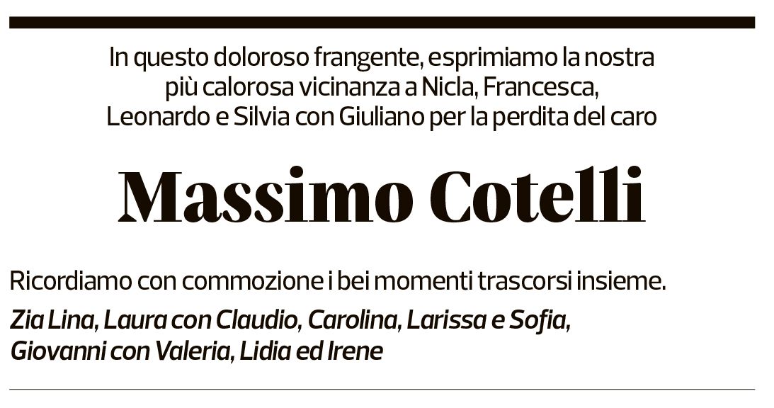 Annuncio funebre Massimo Cotelli