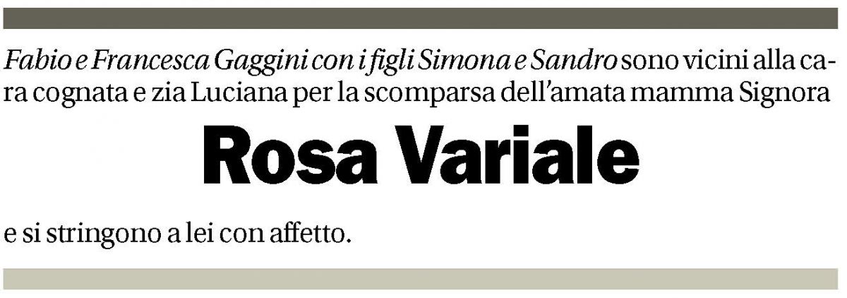 Annuncio funebre Rosa Variale