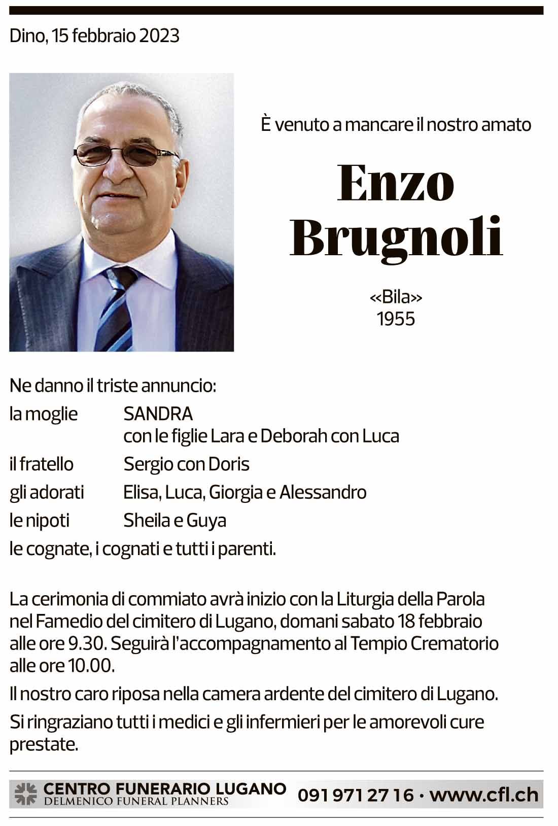 Annuncio funebre Enzo Brugnoli