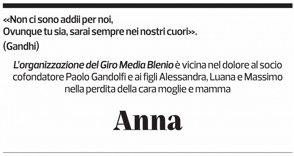 Annuncio funebre Anna 