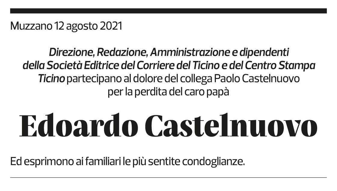 Annuncio funebre Edoardo Castelnuovo