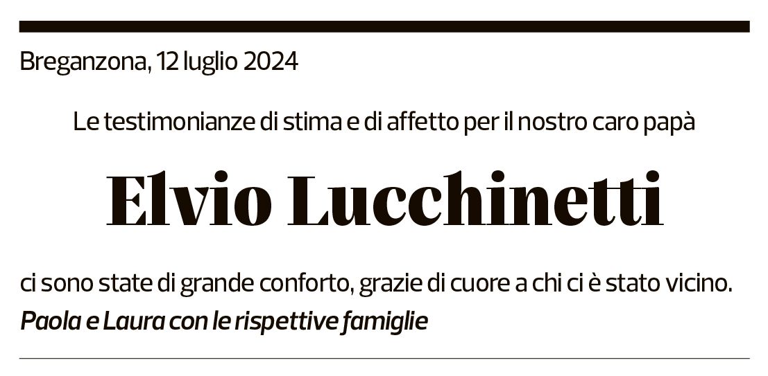 Annuncio funebre Elvio Lucchinetti