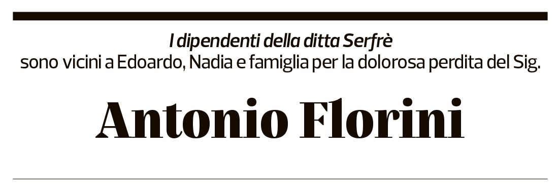 Annuncio funebre Antonio Florini