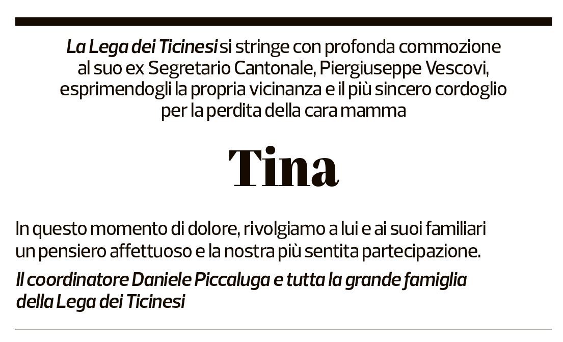 Annuncio funebre Tina Vescovi