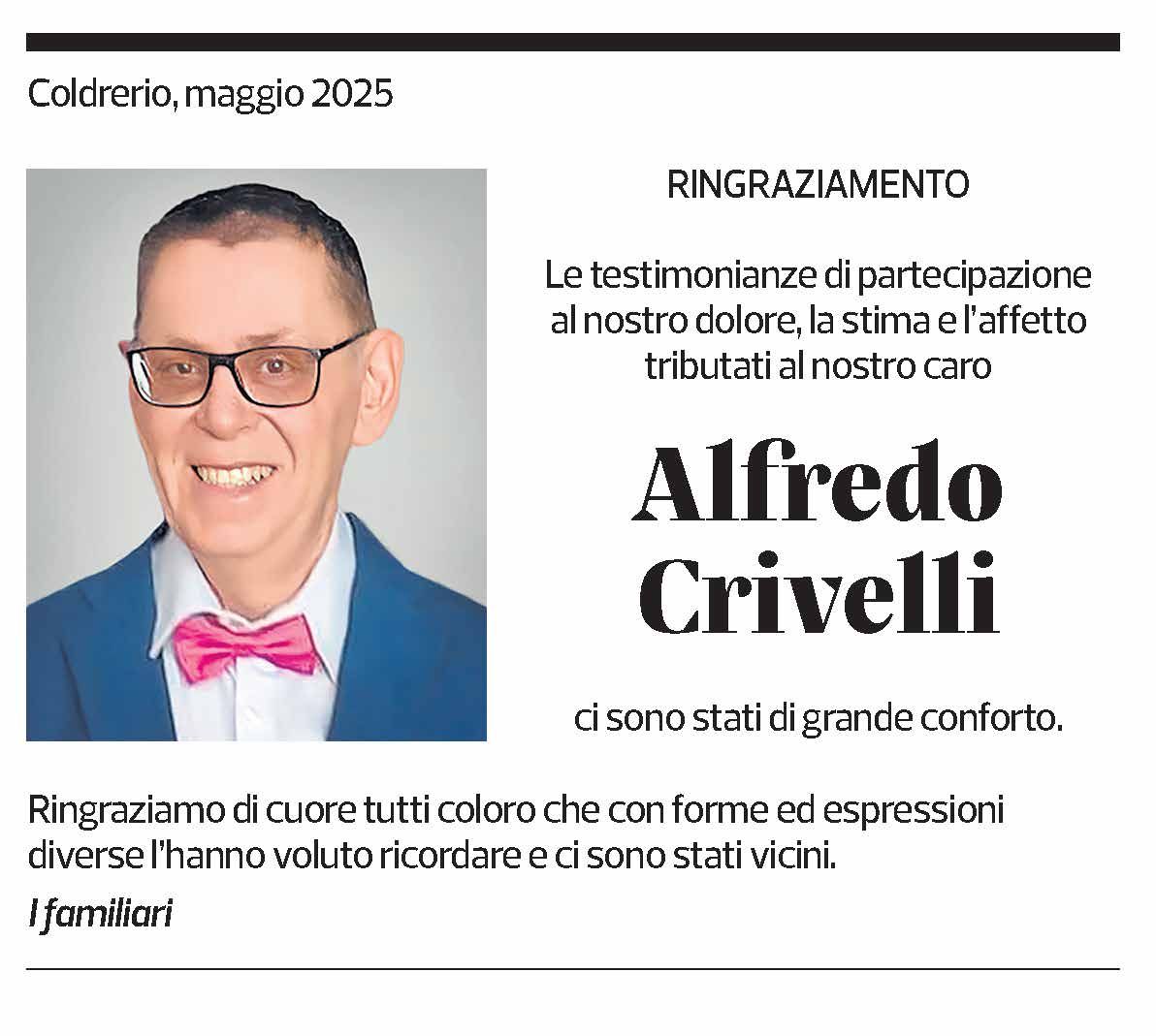 Annuncio funebre Alfredo Crivelli