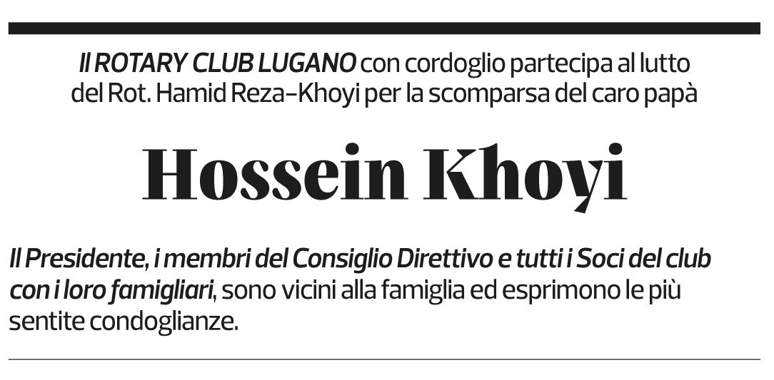 Annuncio funebre Hossein Khoyi