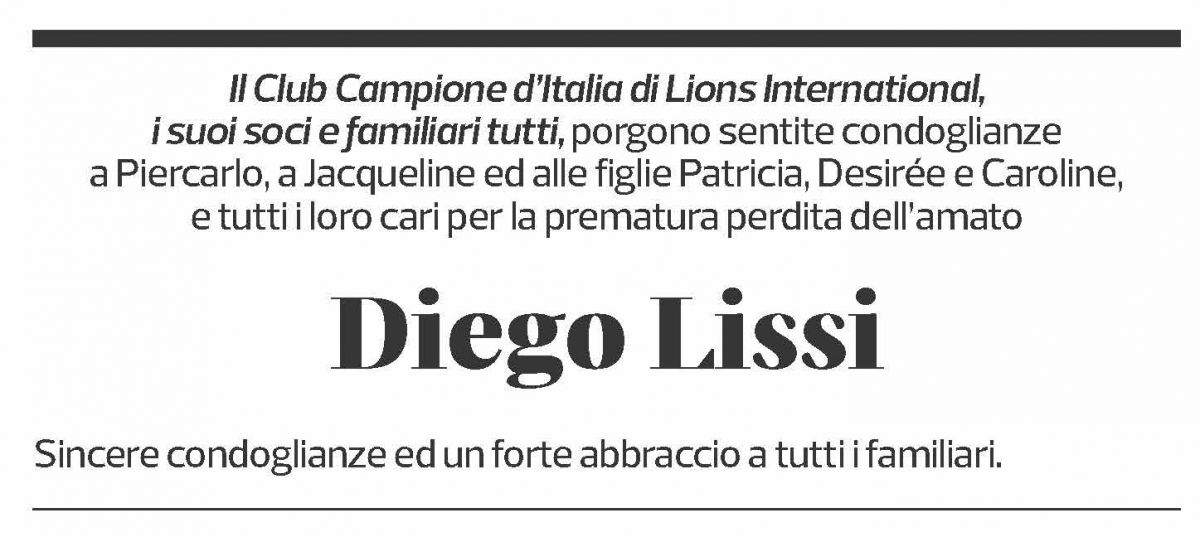 Annuncio funebre Diego Lissi