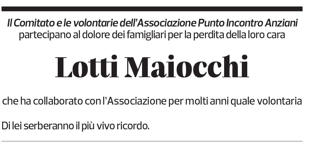 Annuncio funebre Lotti Maiocchi-thommen