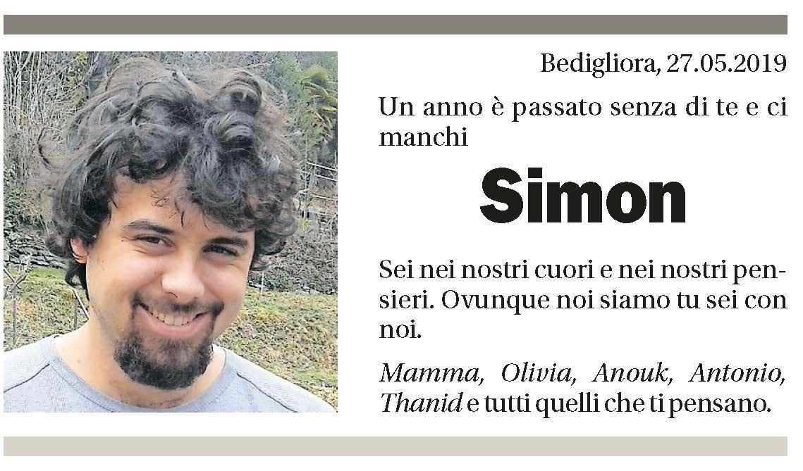 Annuncio funebre Simon 