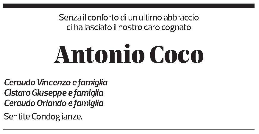 Annuncio funebre Antonio Coco