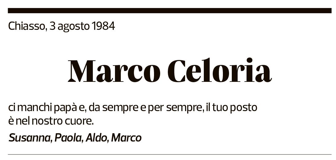 Annuncio funebre Marco Celoria