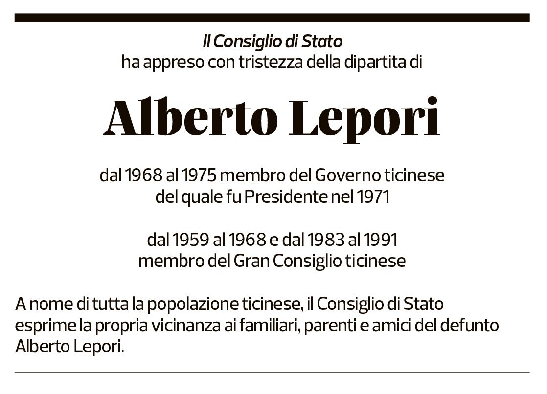 Annuncio funebre Alberto Lepori