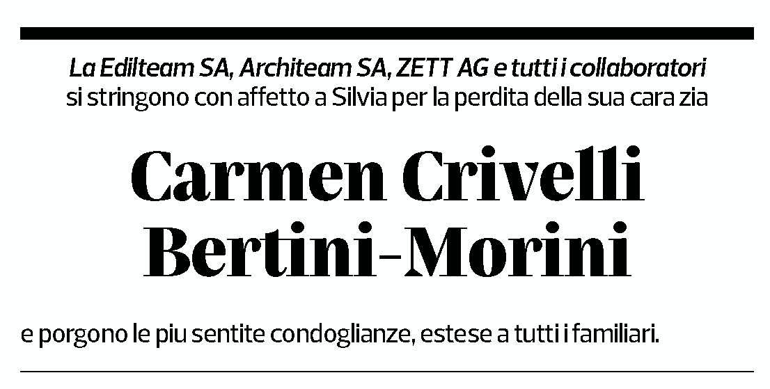 Annuncio funebre  Crivelli Bertini-morini