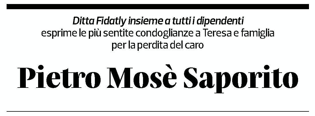 Annuncio funebre Pietro Mosè Saporito
