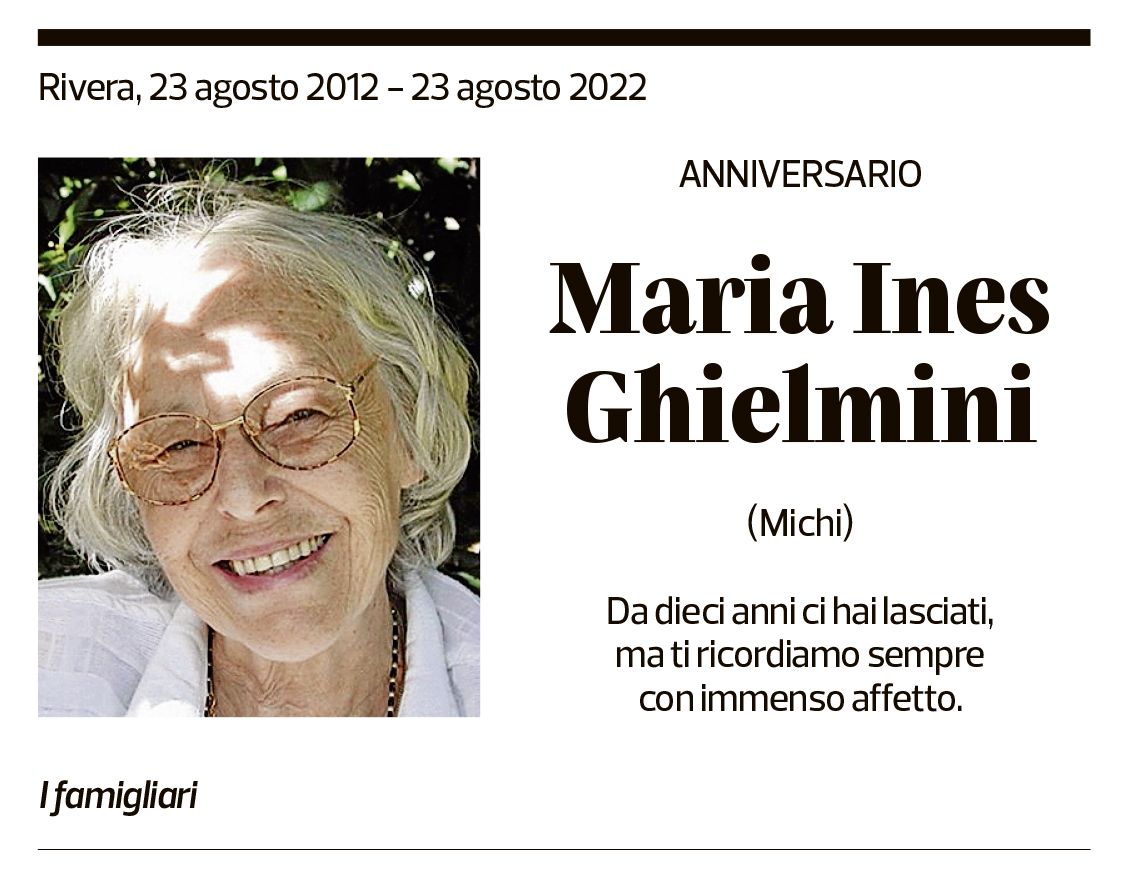 Annuncio funebre Maria Ines Ghielmini