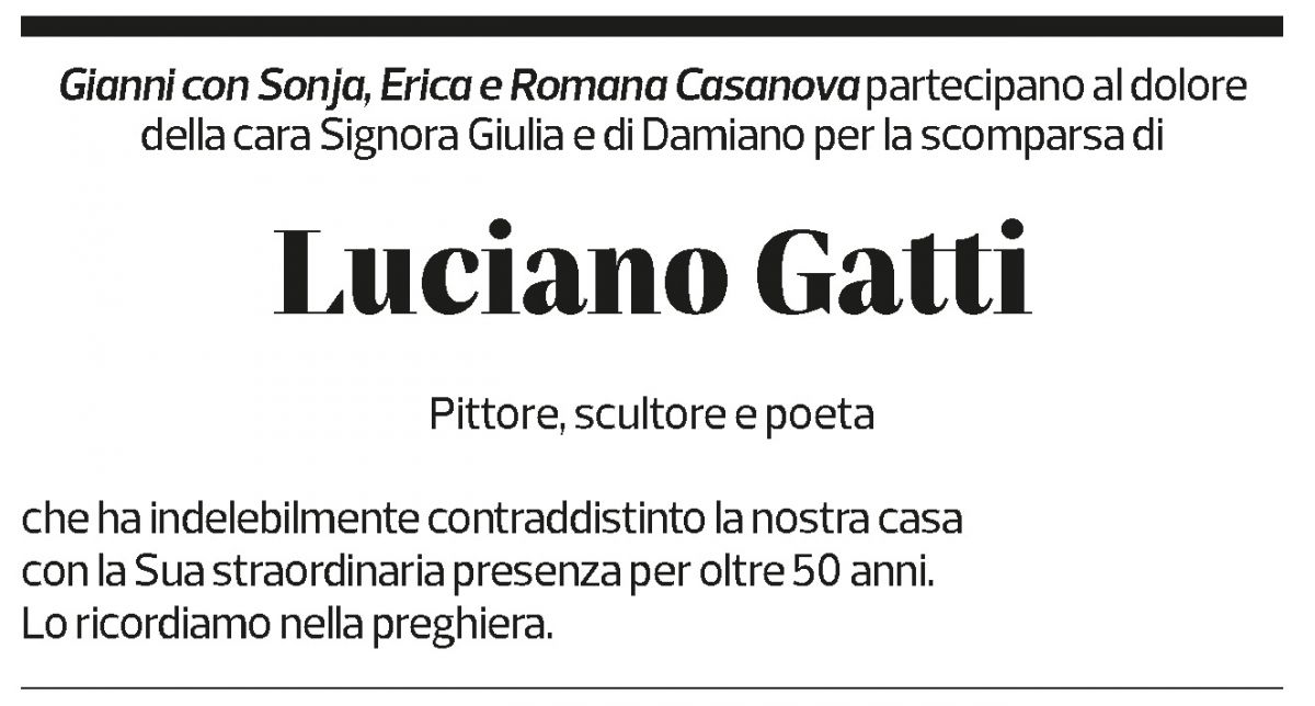 Annuncio funebre Luciano Gatti