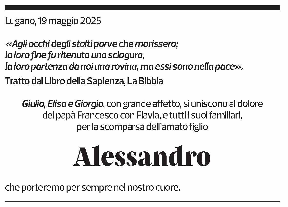 Annuncio funebre Alessandro Cuzzocrea