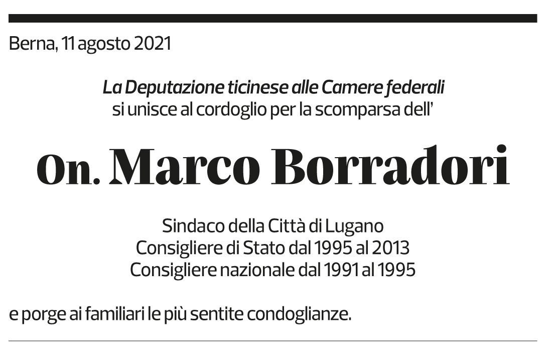 Annuncio funebre Marco Borradori