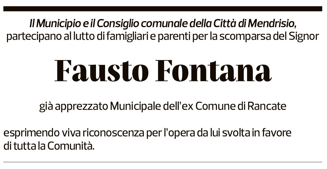 Annuncio funebre Fausto Fontana