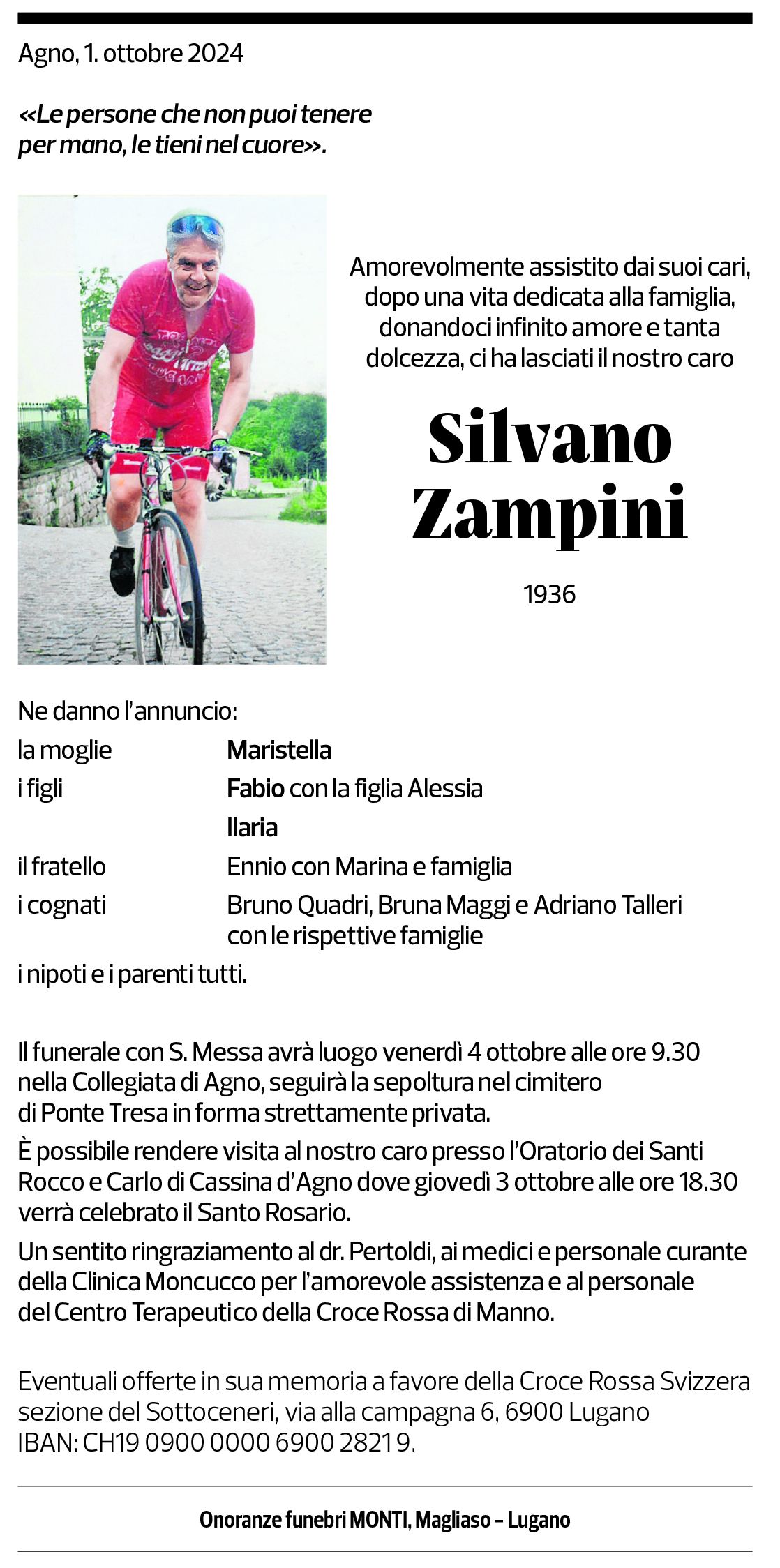 Annuncio funebre Silvano Zampaini