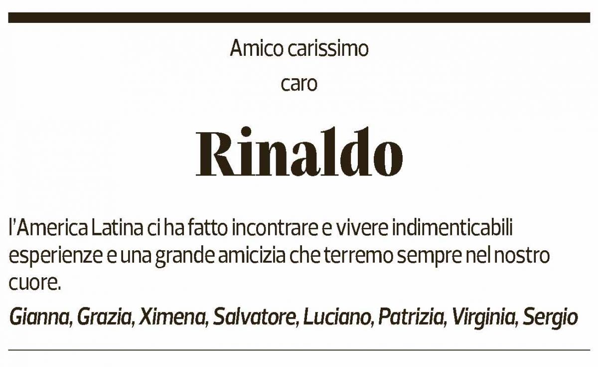Annuncio funebre Rinaldo Hoffmann