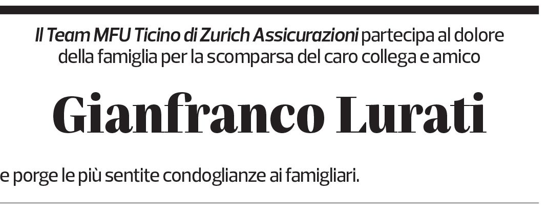 Annuncio funebre Gianfranco Lurati