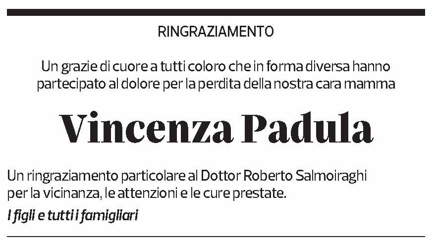 Annuncio funebre Vincenza Padula
