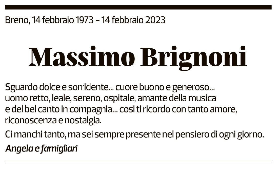 Annuncio funebre Massimo Brignoni