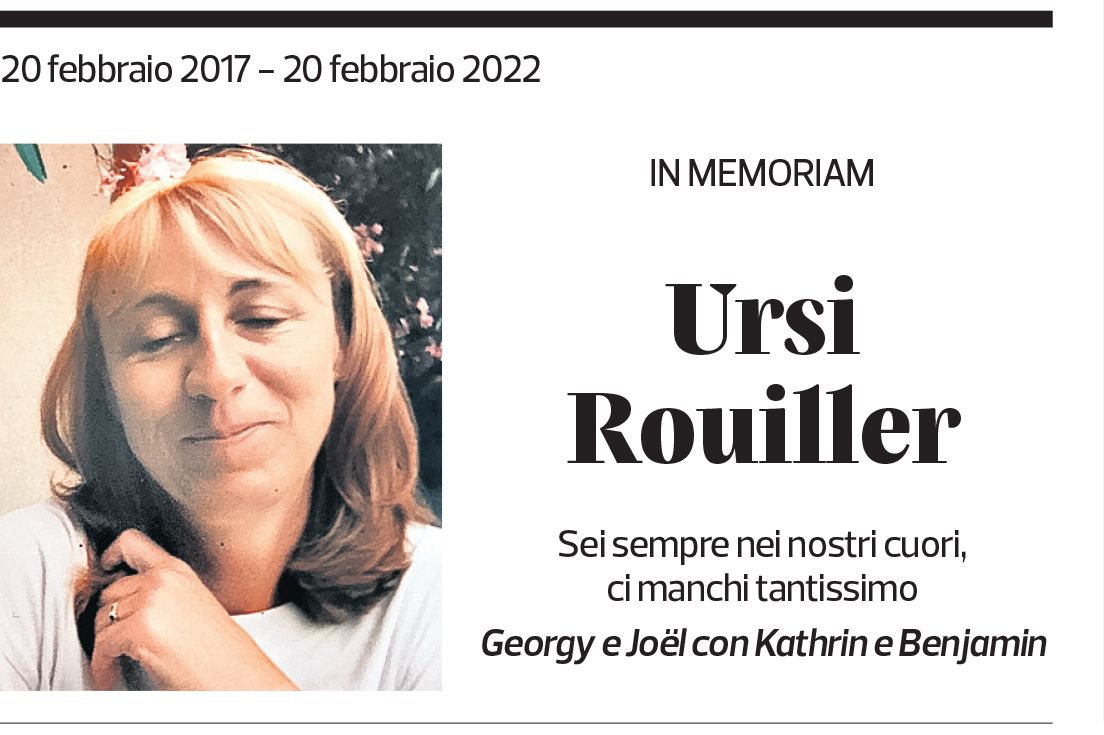 Annuncio funebre Ursi Rouiller