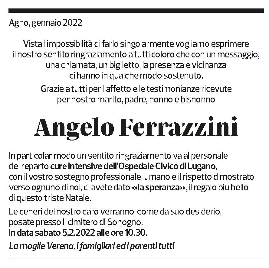 Annuncio funebre Angelo Ferrazzini