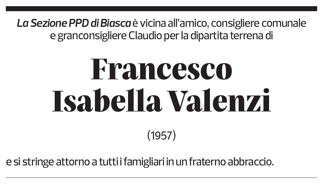 Annuncio funebre Francesco Isabella