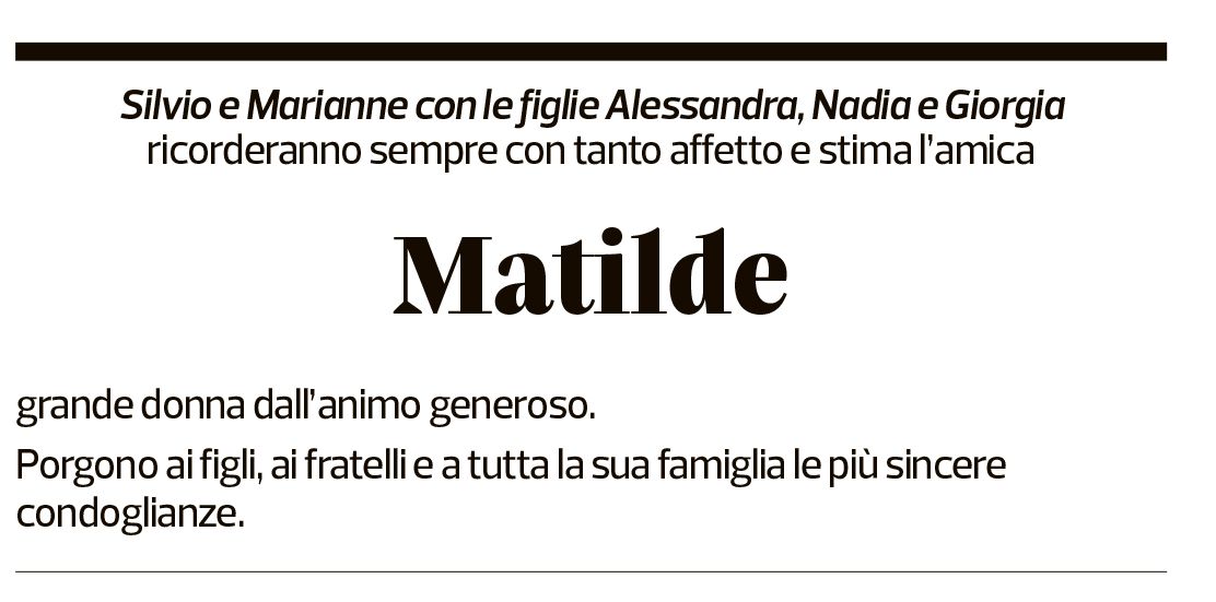 Annuncio funebre Matilde Bonetti Soldati