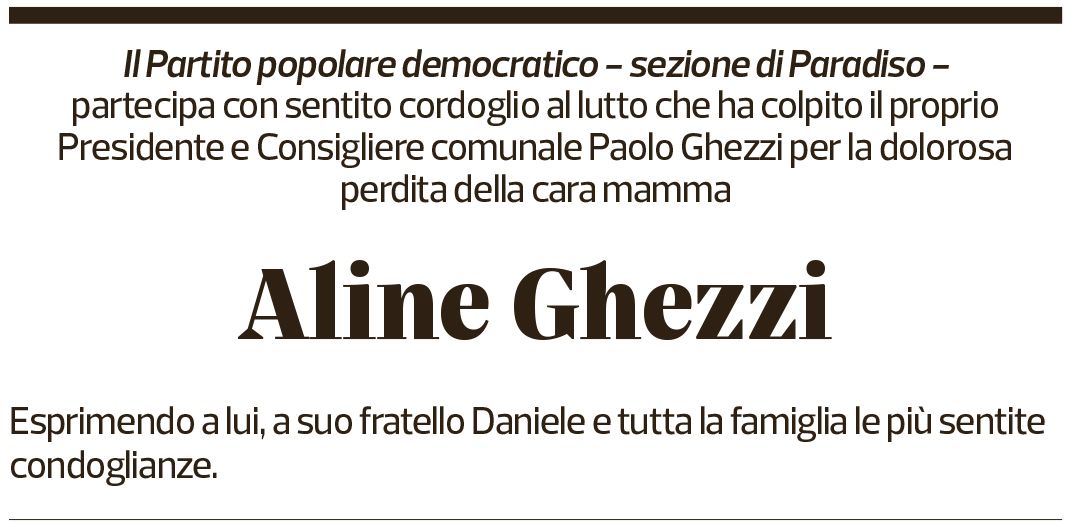 Annuncio funebre Aline Ghezzi