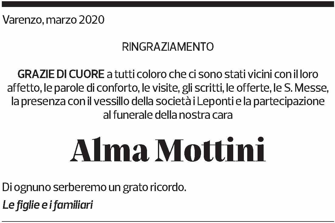 Annuncio funebre Alma Mottini
