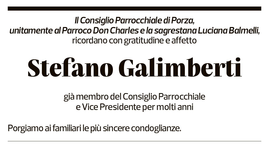 Annuncio funebre Stefano Galimberti