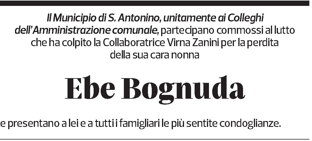 Annuncio funebre Ebe Bognuda